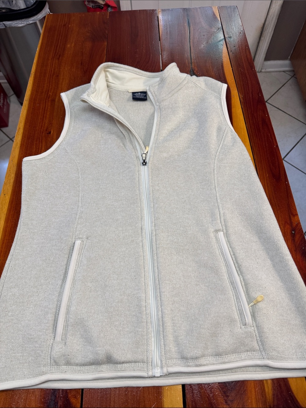 Charles River Apparel Ivory Full-Zip Knit Vest Ladies Large